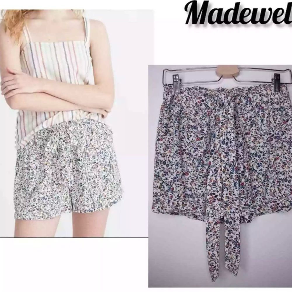 (B5) Madewell Floral Print Drawstring Baggy‎ Shorts Vines size S